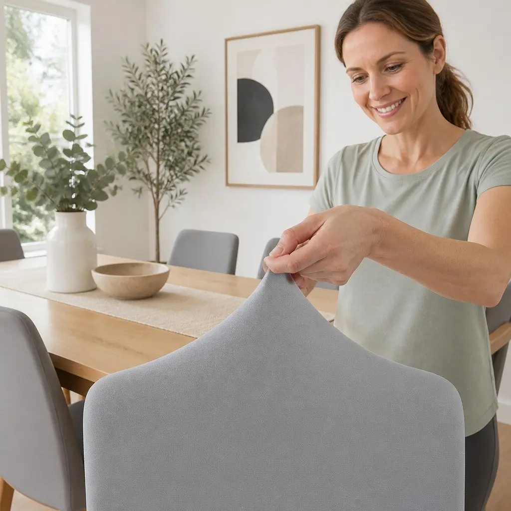 Dining Chair Covers Stretchable Grey 4 Piece Spandex Slipcovers