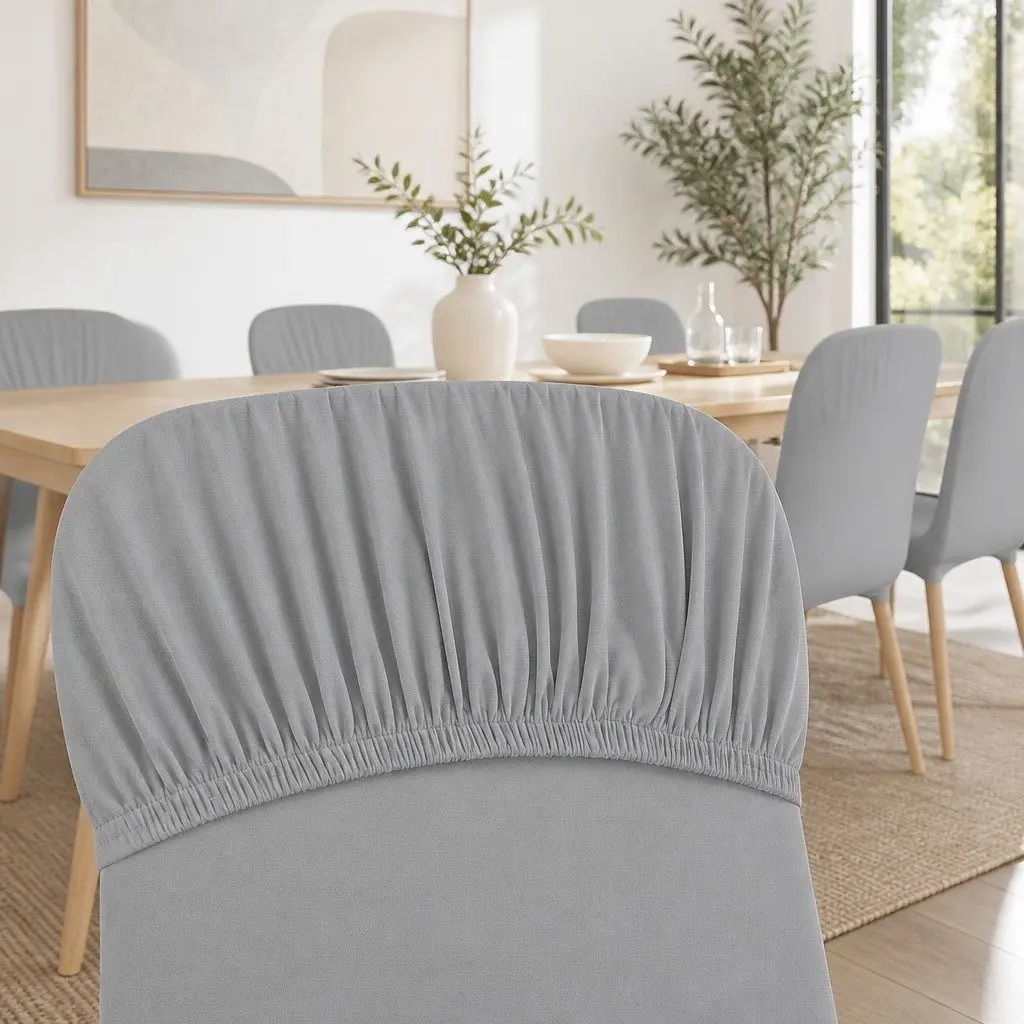 Dining Chair Covers Stretchable Grey 4 Piece Spandex Slipcovers