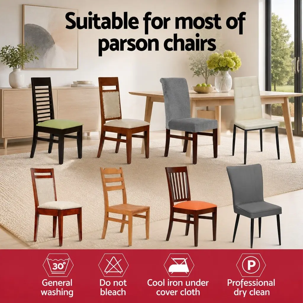Dining Chair Covers Stretchable Grey 4 Piece Spandex Slipcovers