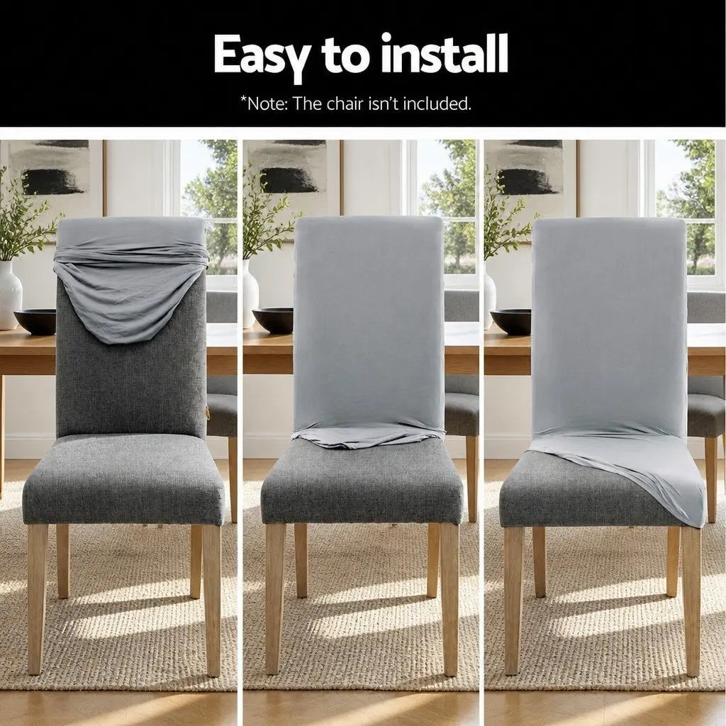 Dining Chair Covers Stretchable Grey 4 Piece Spandex Slipcovers