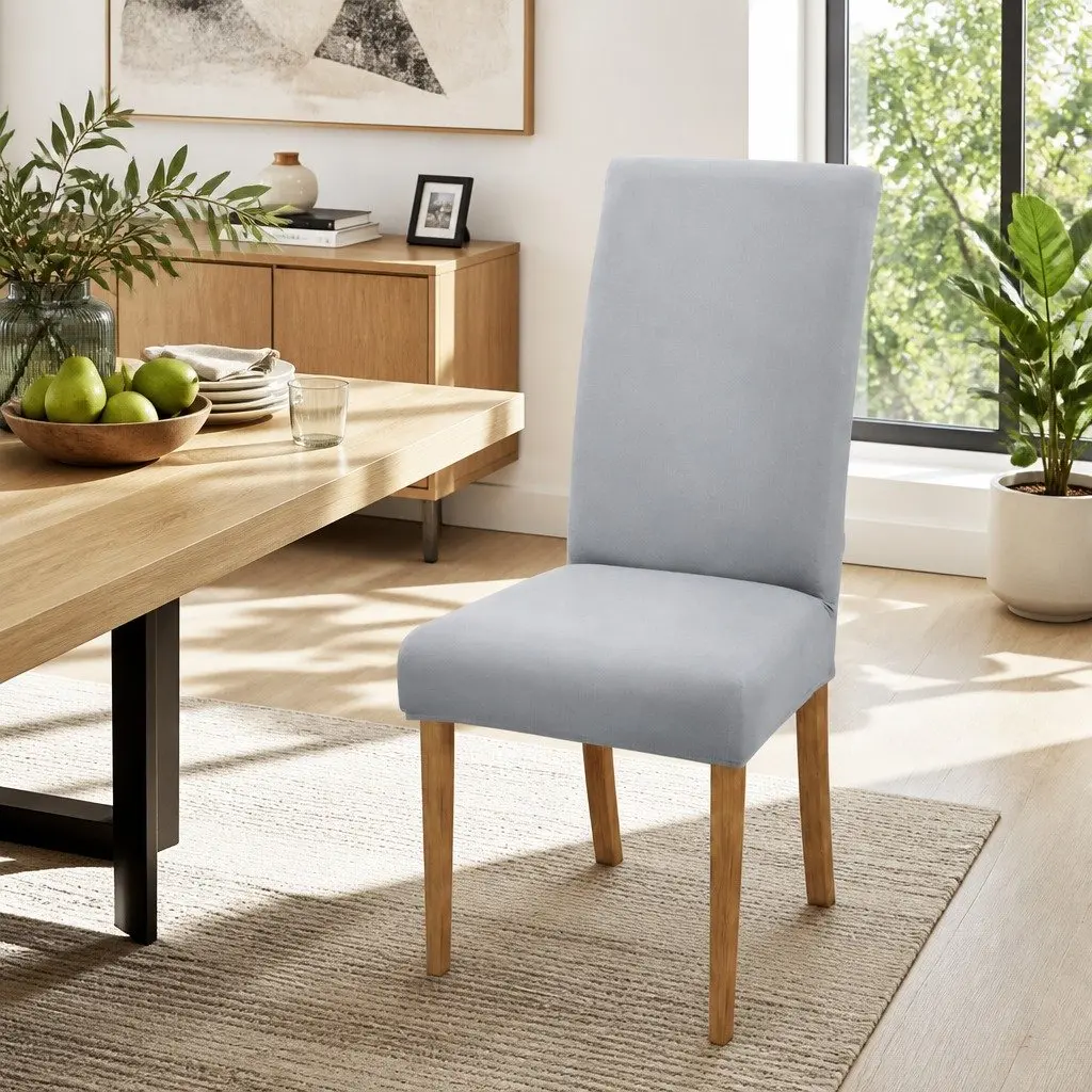 Dining Chair Covers Stretchable Grey 4 Piece Spandex Slipcovers