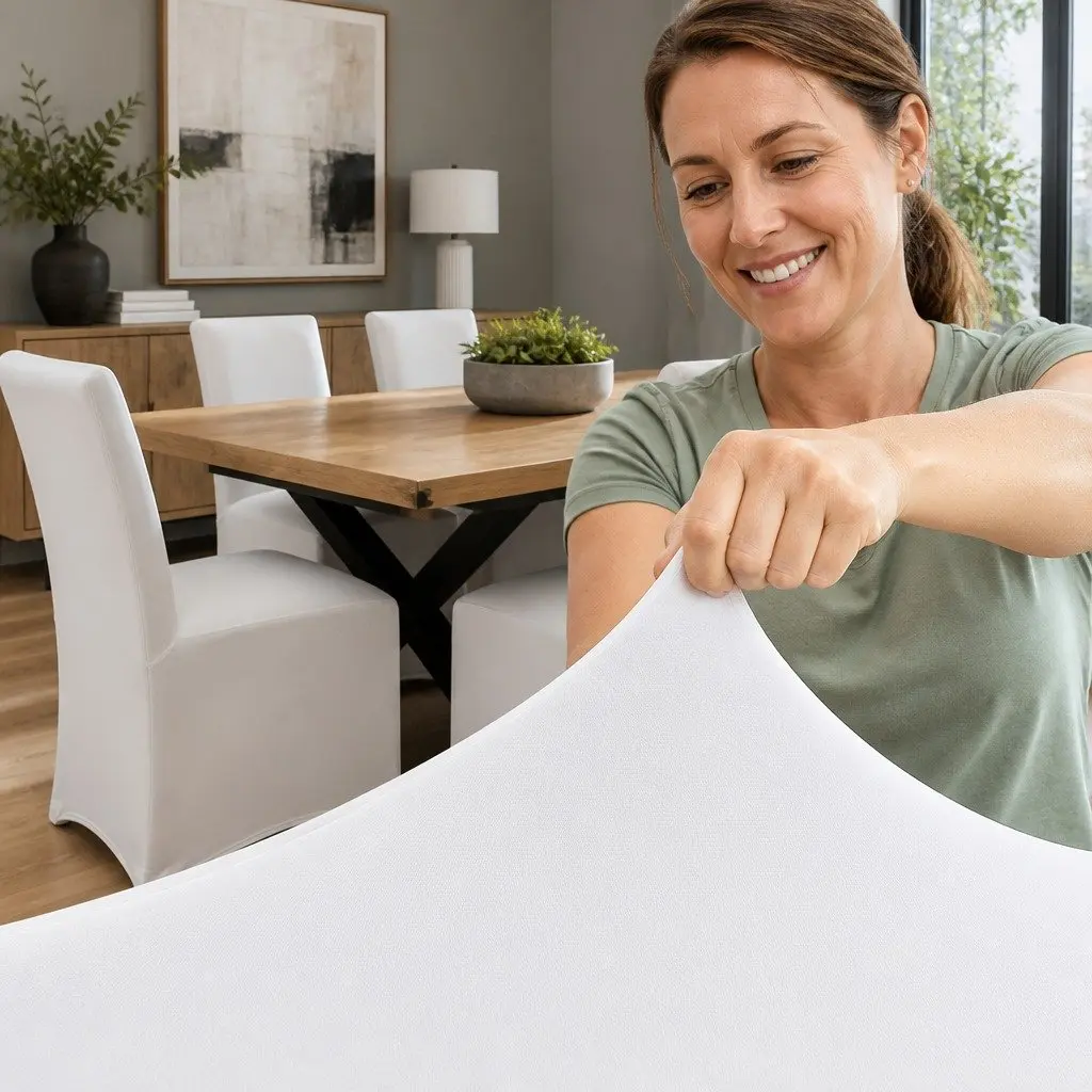 Dining Chair Slipcovers Set of 4 White Stretchable Spandex for Banquet Events