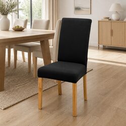 Set of 6 Black Spandex Dining Chair Covers