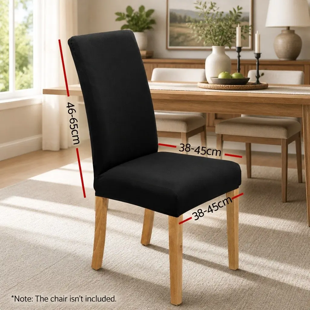 Dining Chair Covers Stretch Spandex Black 6 Piece