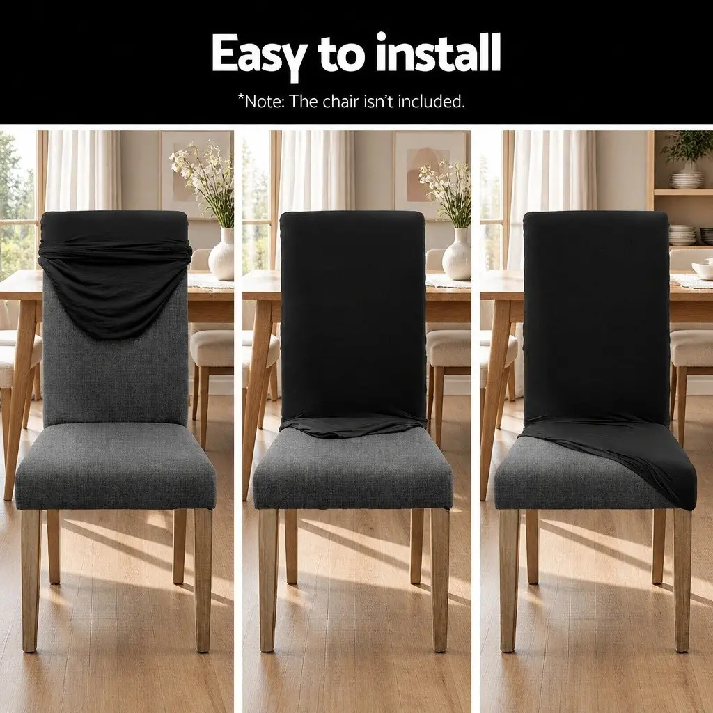 Dining Chair Covers Stretch Spandex Black 6 Piece