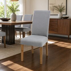 Set of 6 Grey Spandex Stretch Dining Chair Covers