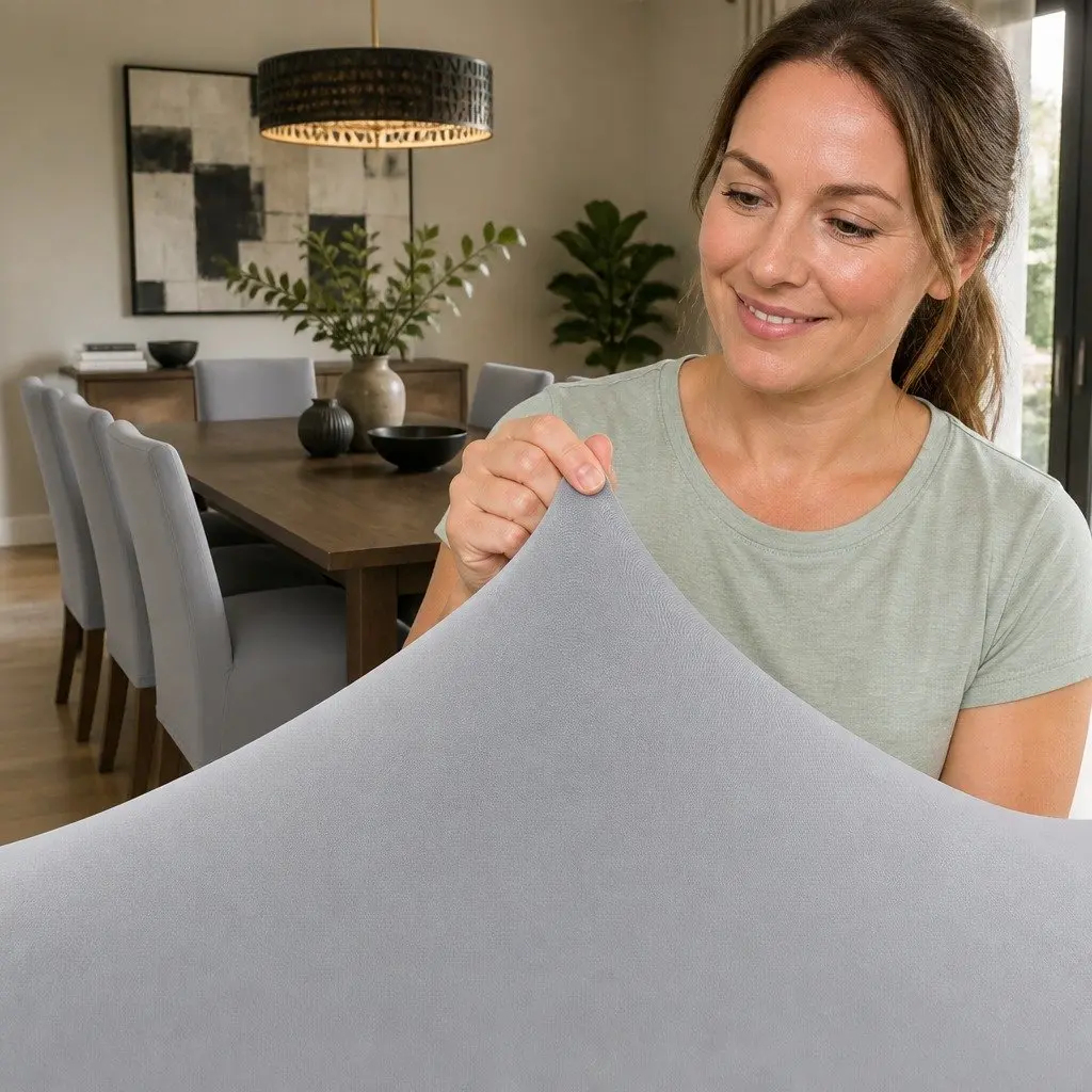 Dining Chair Covers Slipcovers Stretch Grey 6 Piece Spandex