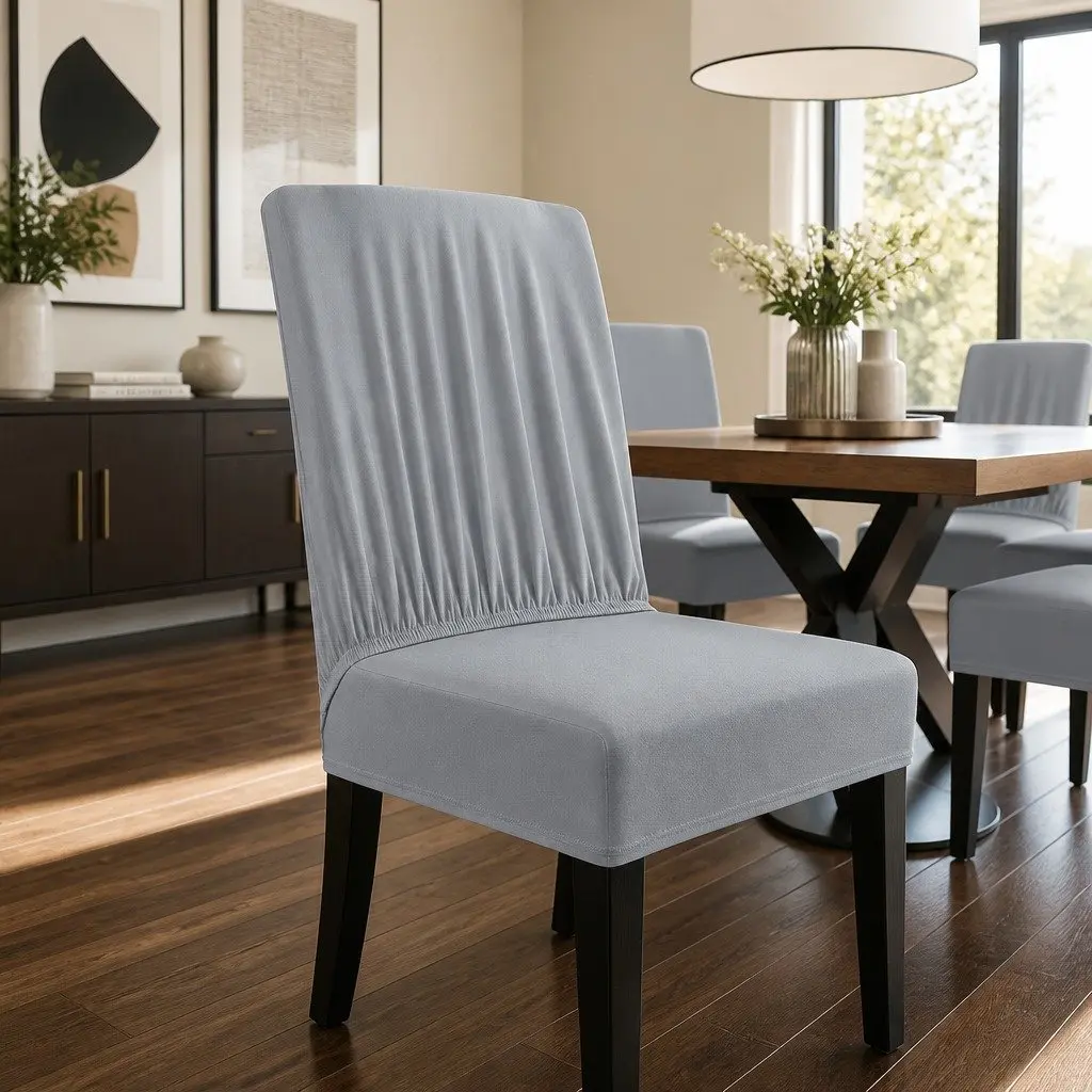 Dining Chair Covers Slipcovers Stretch Grey 6 Piece Spandex