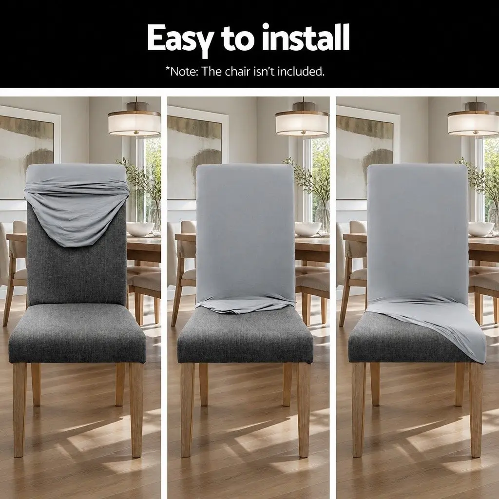 Dining Chair Covers Slipcovers Stretch Grey 6 Piece Spandex