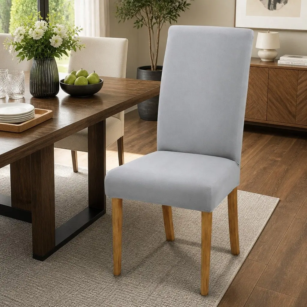 Dining Chair Covers Slipcovers Stretch Grey 6 Piece Spandex