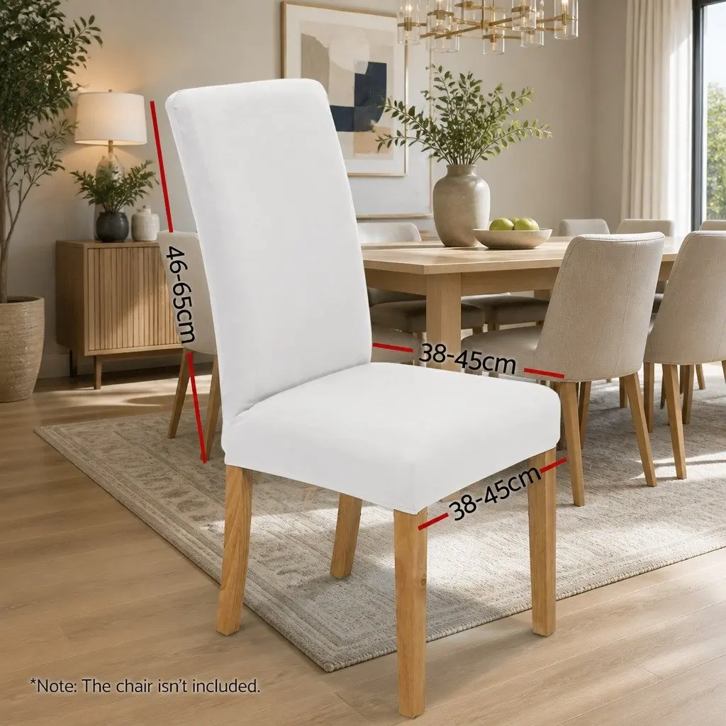 Dining Chair Covers Spandex Stretch White 6 Piece Polyester