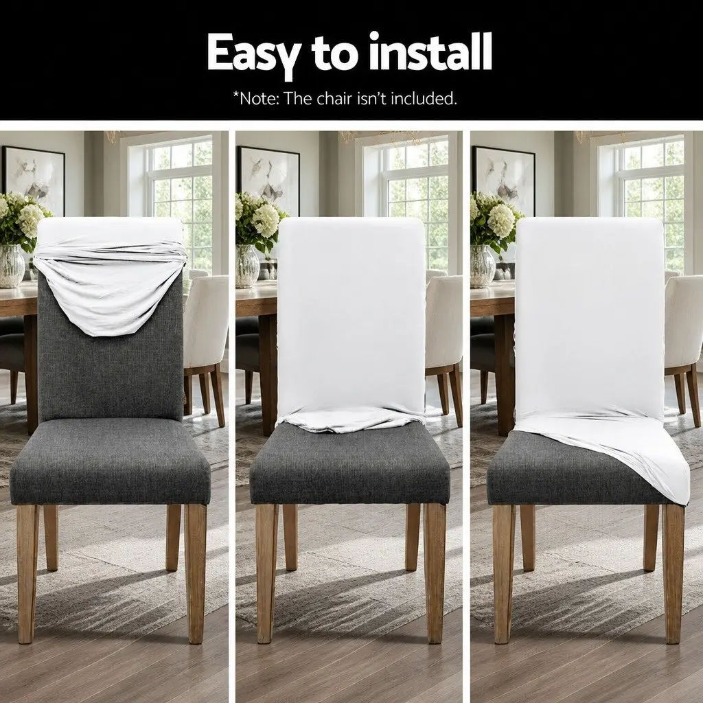 Dining Chair Covers Spandex Stretch White 6 Piece Polyester