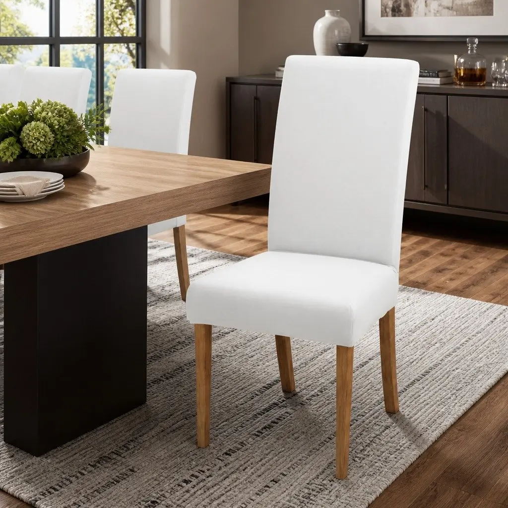 Dining Chair Covers Spandex Stretch White 6 Piece Polyester