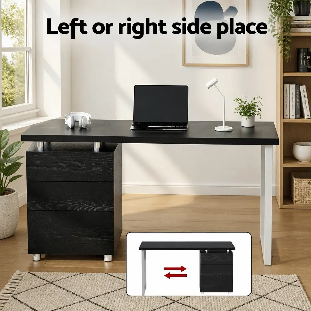 Black Executive Office Chair and Computer Desk Set