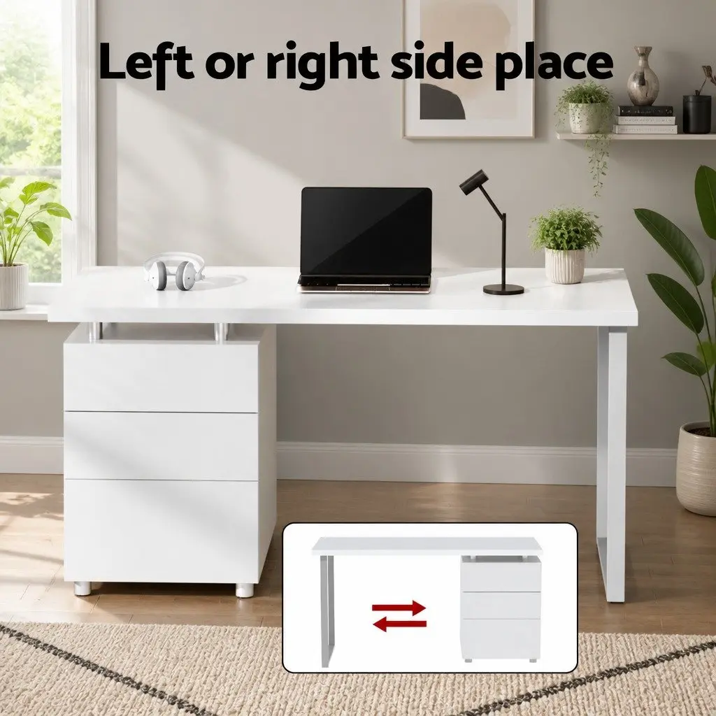White Computer Desk and Executive Office Chair Set