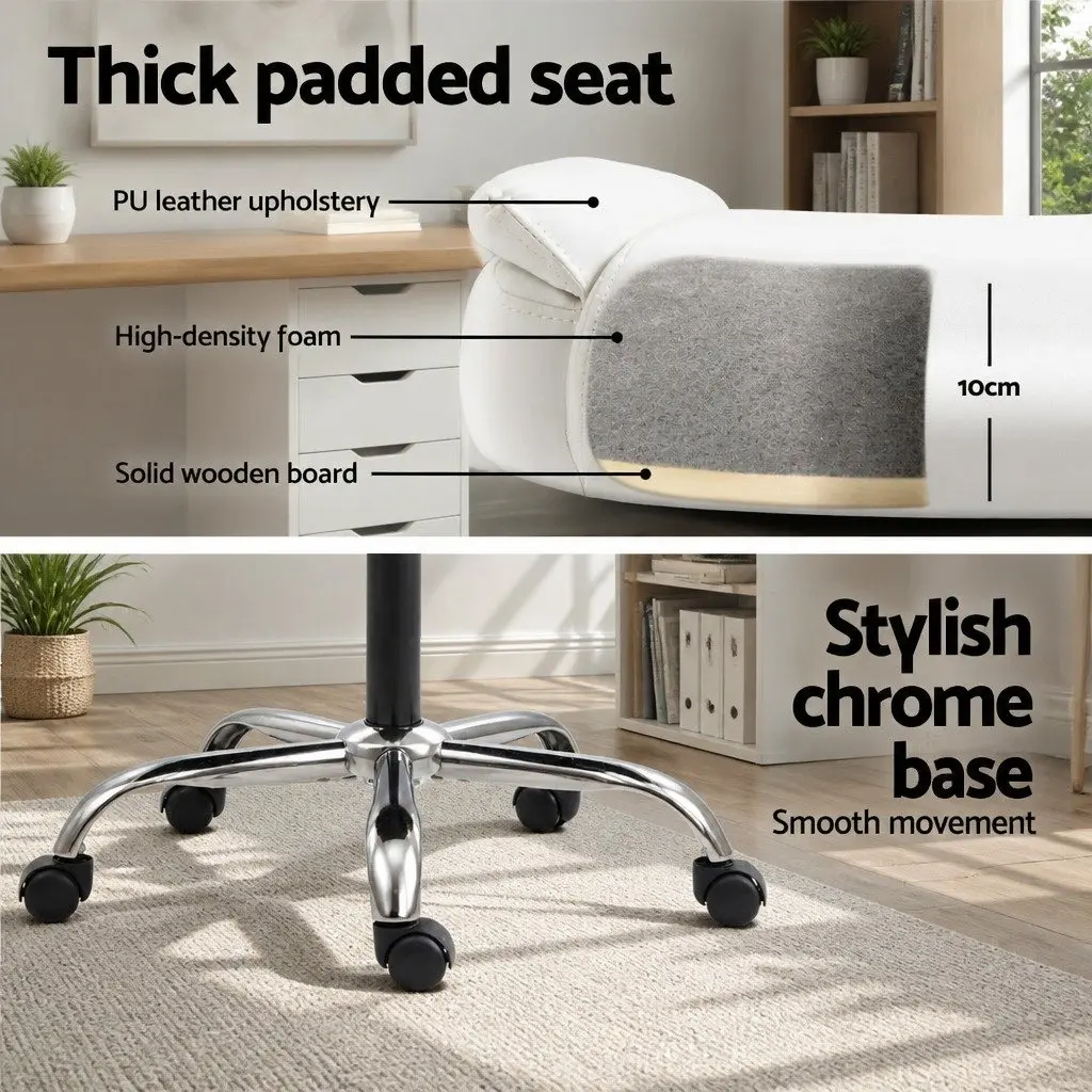 White Computer Desk and Executive Office Chair Set
