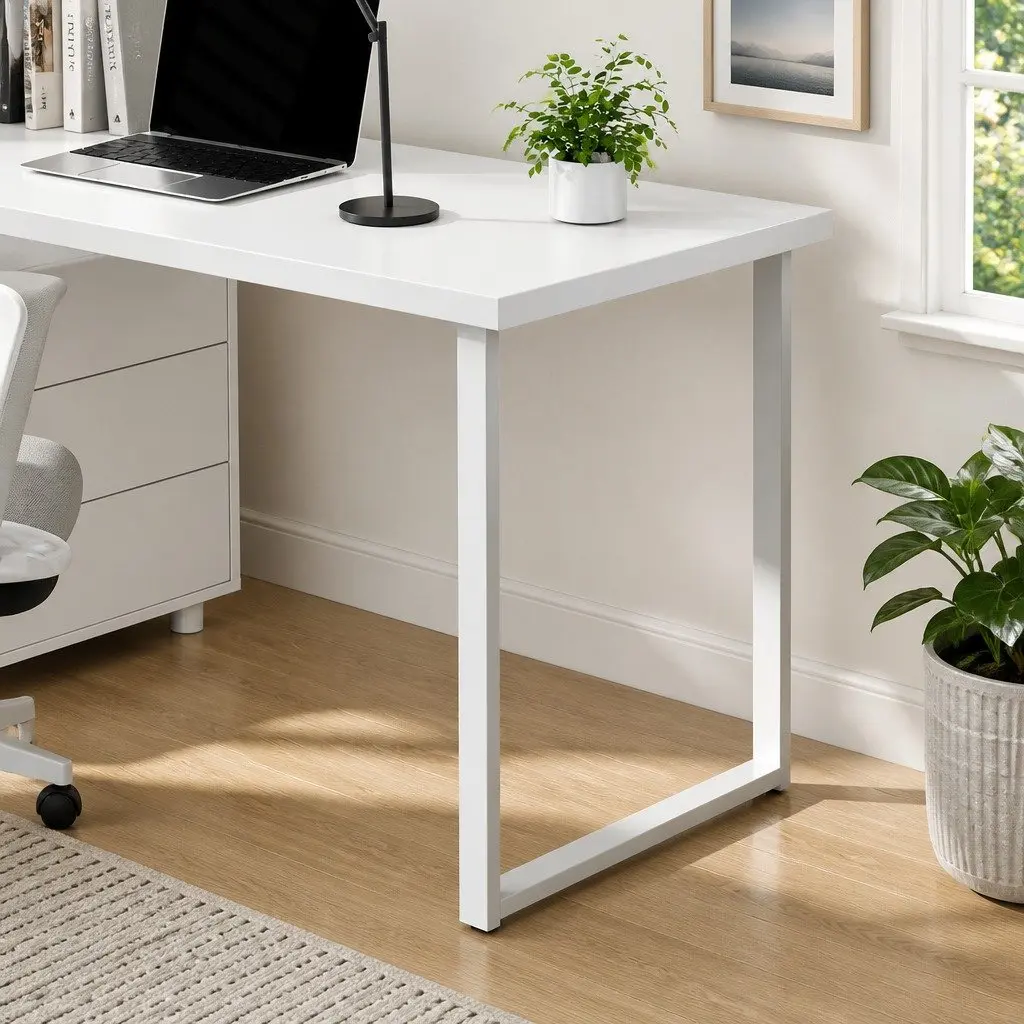 Computer Desk with 3 Drawers White 140cm Office Workstation Contemporary Design
