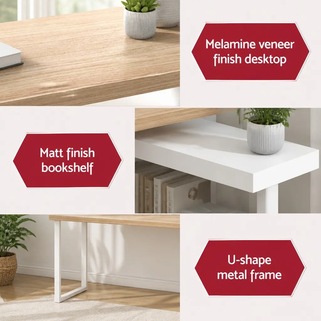 Computer Desk with Rotating Bookshelf for Home Office