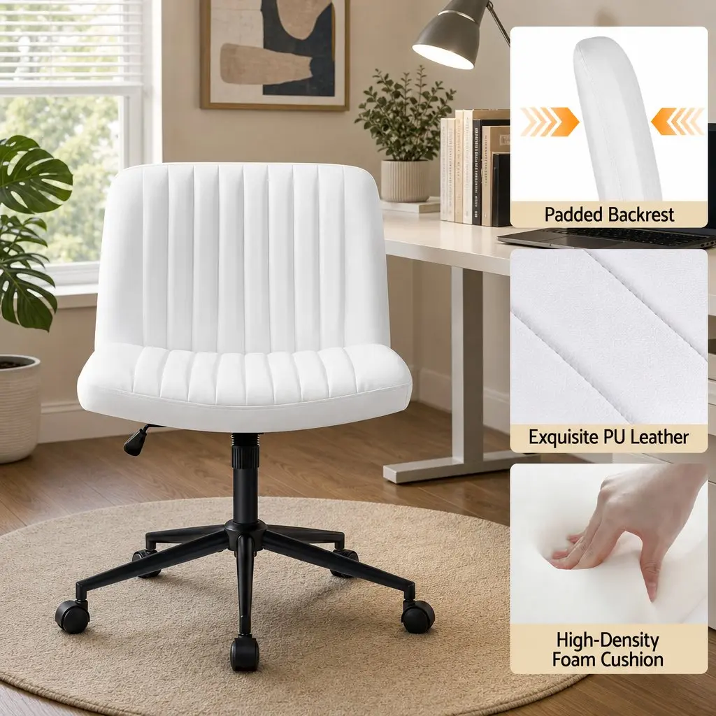 Ergonomic Office Desk and Chair Set with 6 Shelves