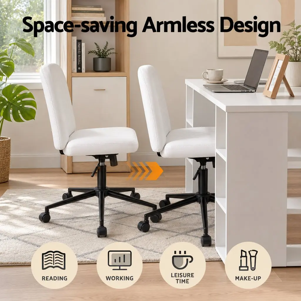 Ergonomic Office Desk and Chair Set with 6 Shelves