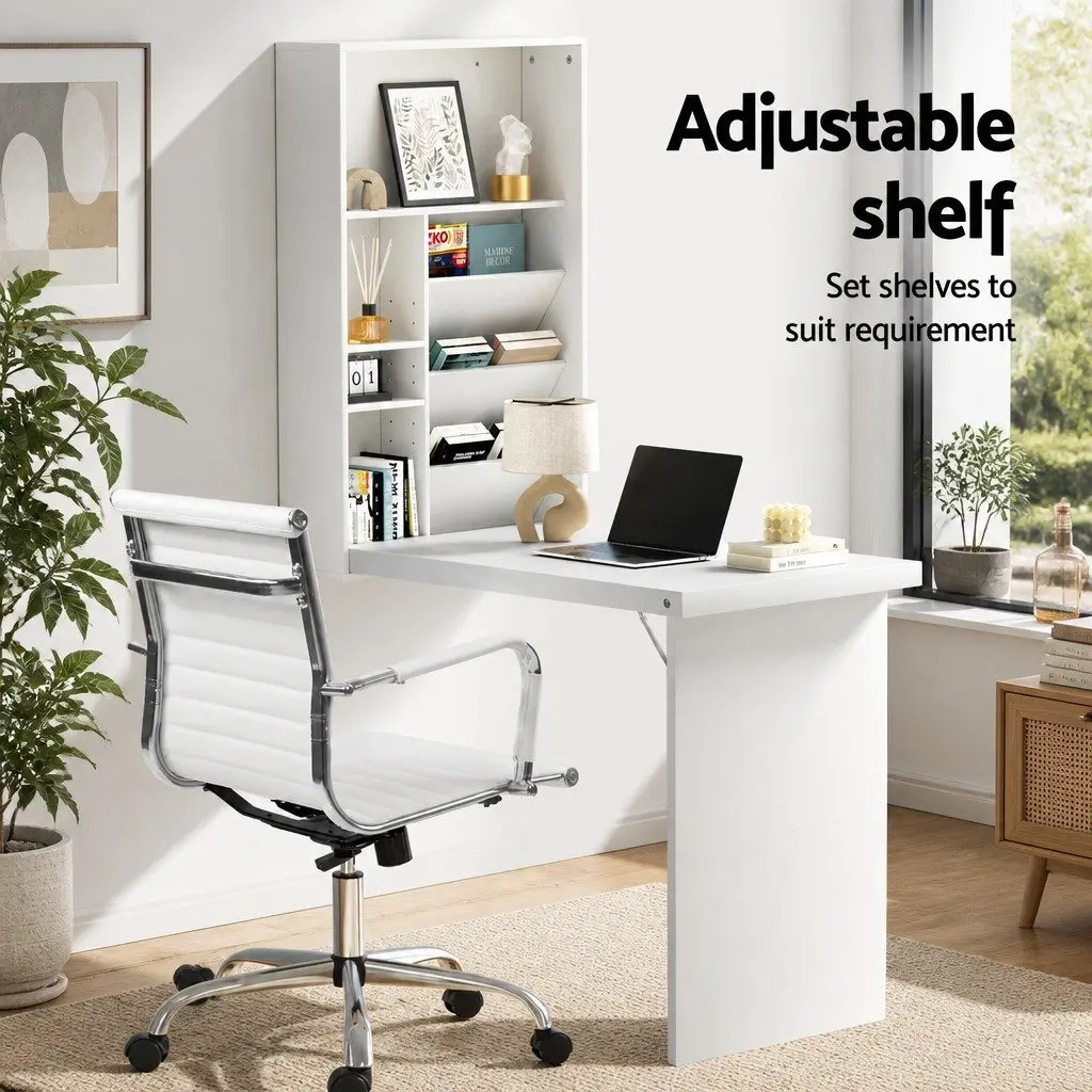 Foldable Computer Desk and Chair Set in White