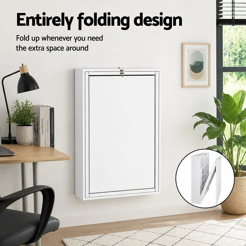 Foldable Computer Desk and Chair Set in White