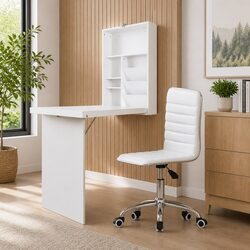 Foldable Computer Desk and Office Chair Set in White