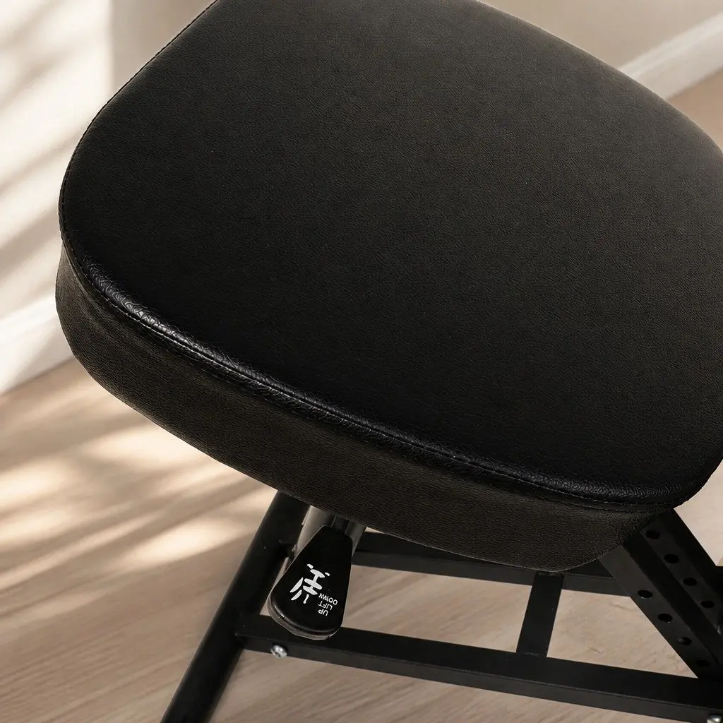 Kneeling Chair Ergonomic Black Adjustable Height Stainless Steel Foam Padded Seat