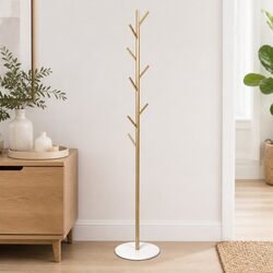 Golden Tree Branch Design Coat Rack with Eight Hooks