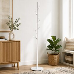 Stylish White Coat Rack with Eight Hooks