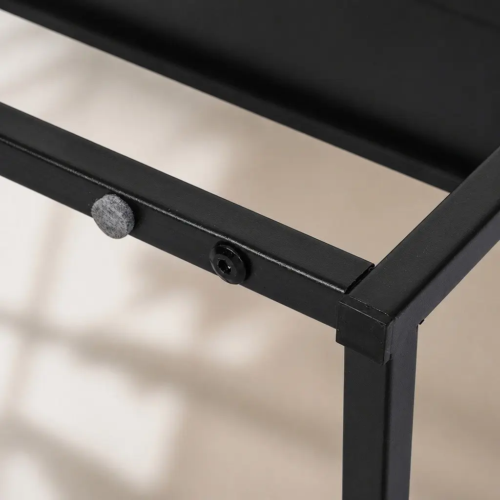 2-Tier Console Table Black Powder-coated Steel 90cm W x 30cm D x 80cm H