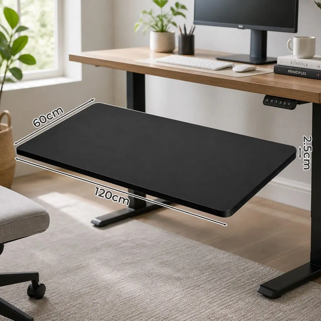 Desktop Table Top Black 120x60cm MDF Veneer Office Workstation Surface