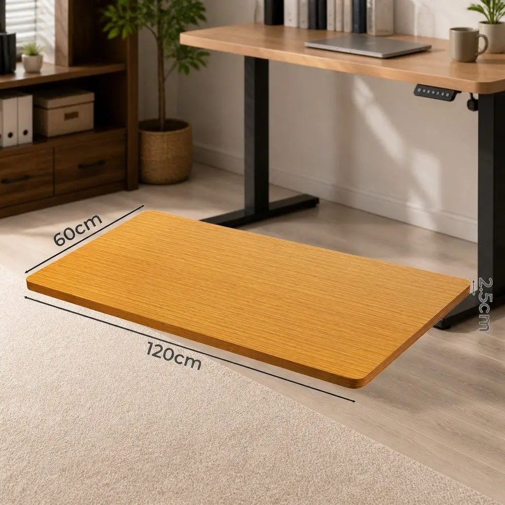 Desktop Tabletop Motorised Adjustable Natural MDF Veneer 120x60cm Office Work