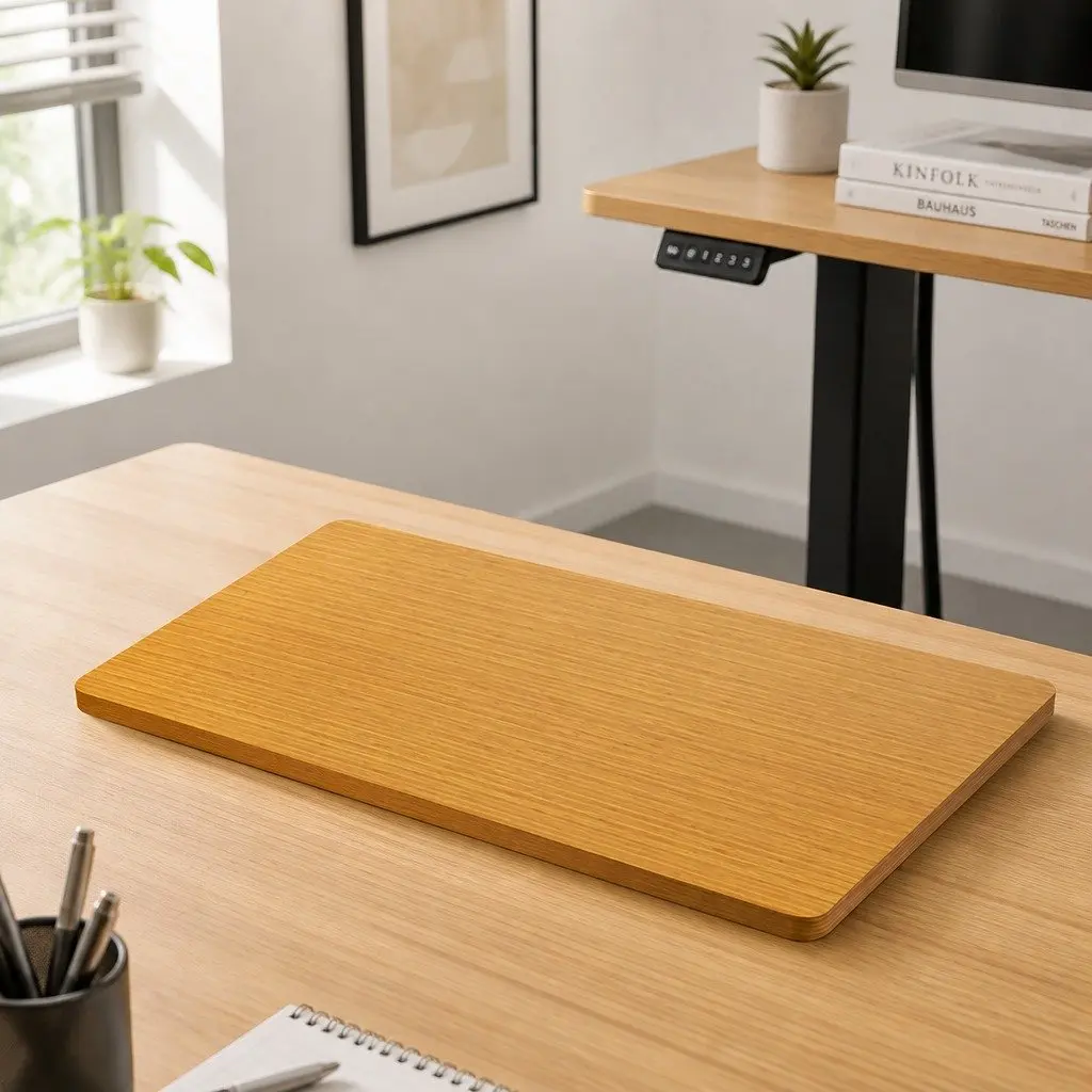 Desktop Tabletop Motorised Adjustable Natural MDF Veneer 120x60cm Office Work