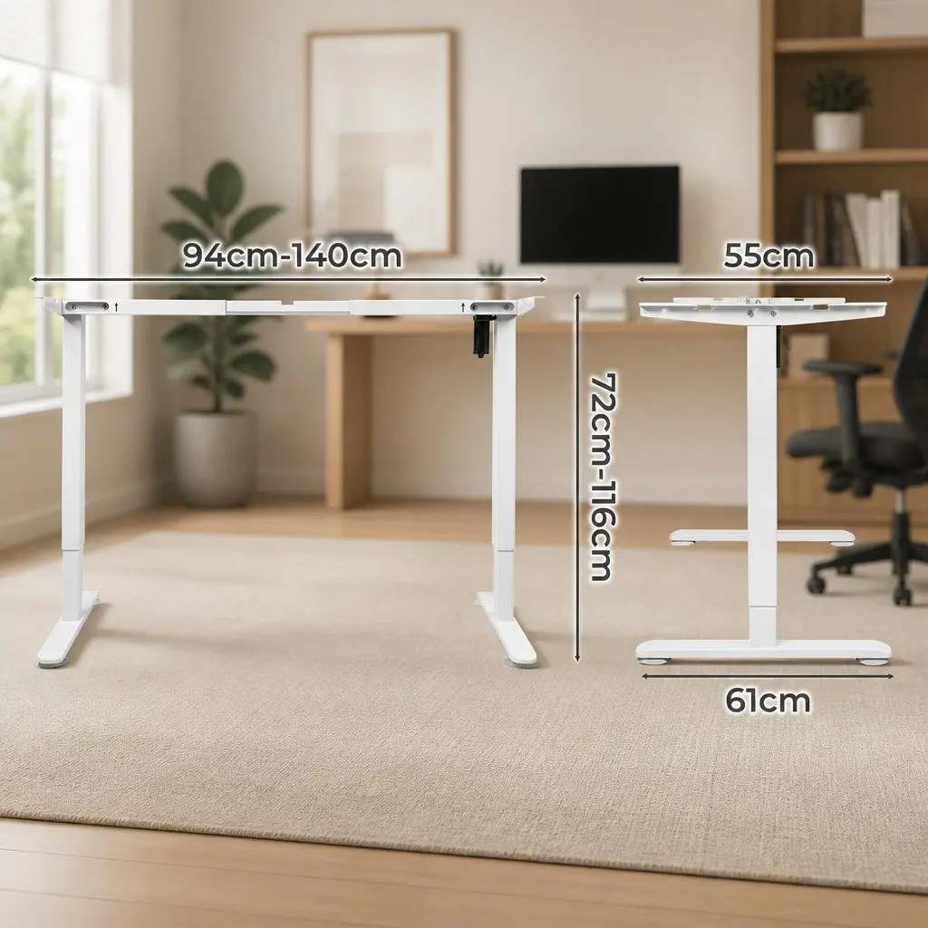 White Motorised Standing Desk Frame for Home or Office