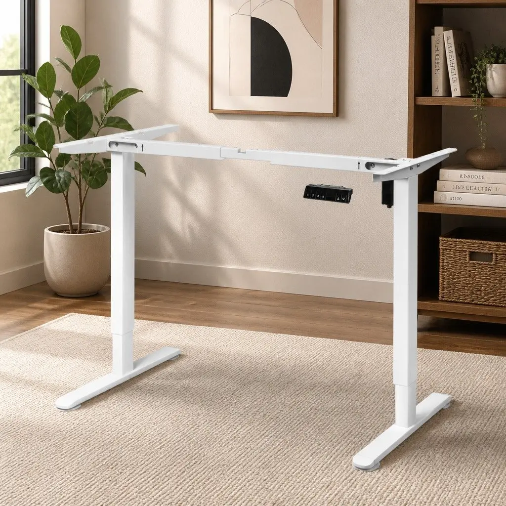 White Motorised Standing Desk Frame for Home or Office