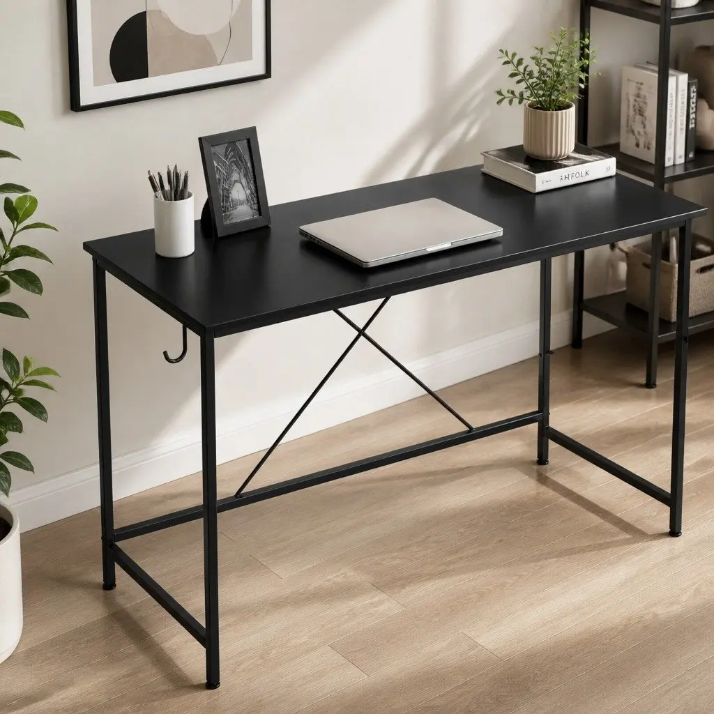 Black L-Shaped Corner Computer Desk with Monitor Stand