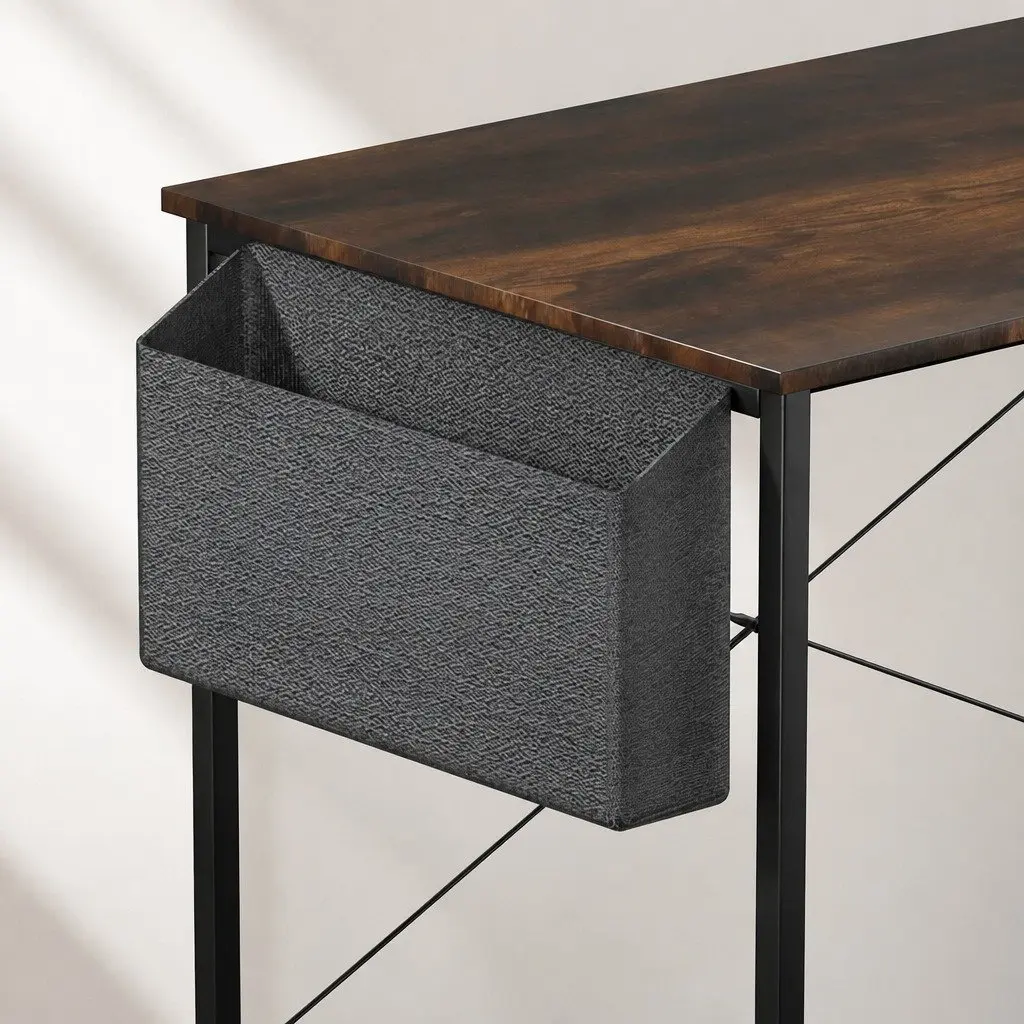 L Shaped Corner Desk with Reversible Storage Shelves