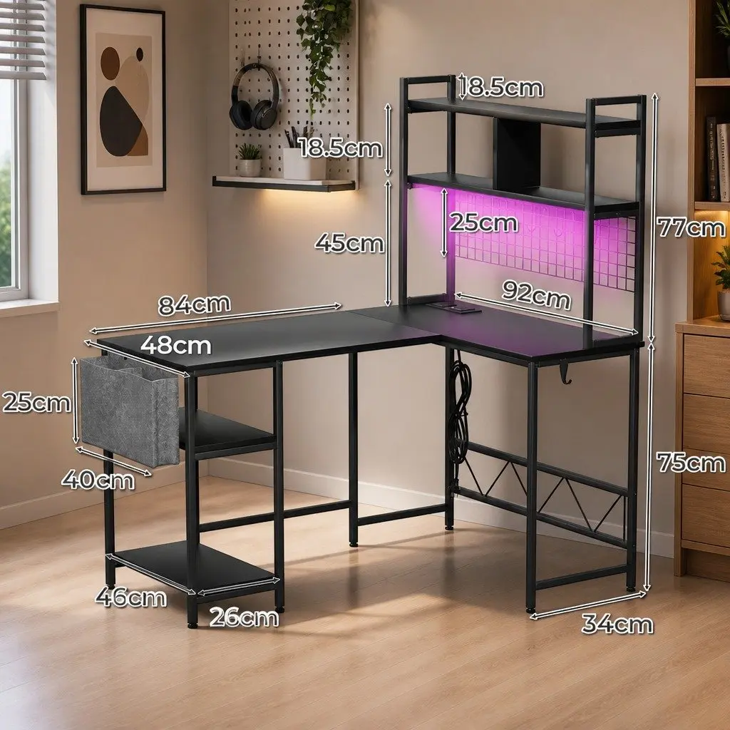 L Shaped Gaming Desk with Integrated Lighting