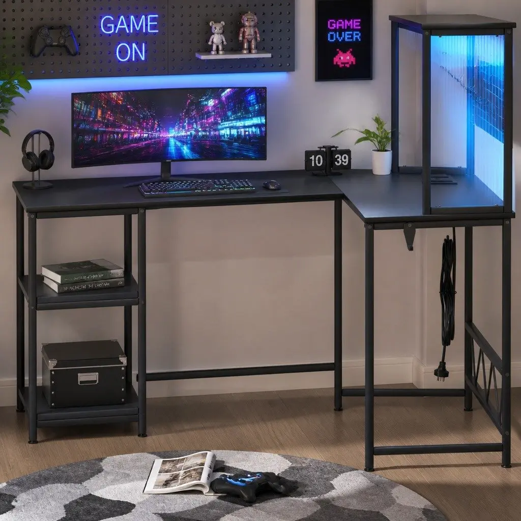 L Shaped Gaming Desk with Integrated Lighting
