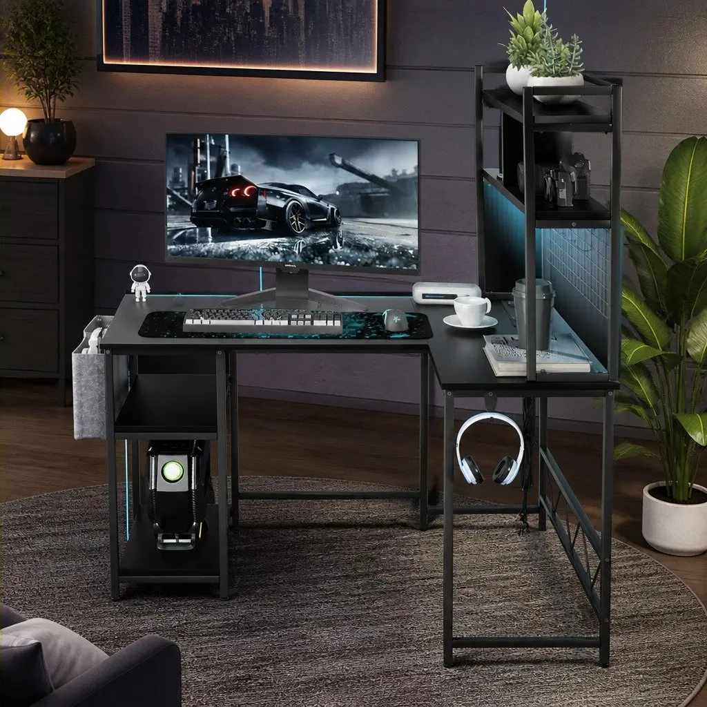 L Shaped Gaming Desk with Integrated Lighting