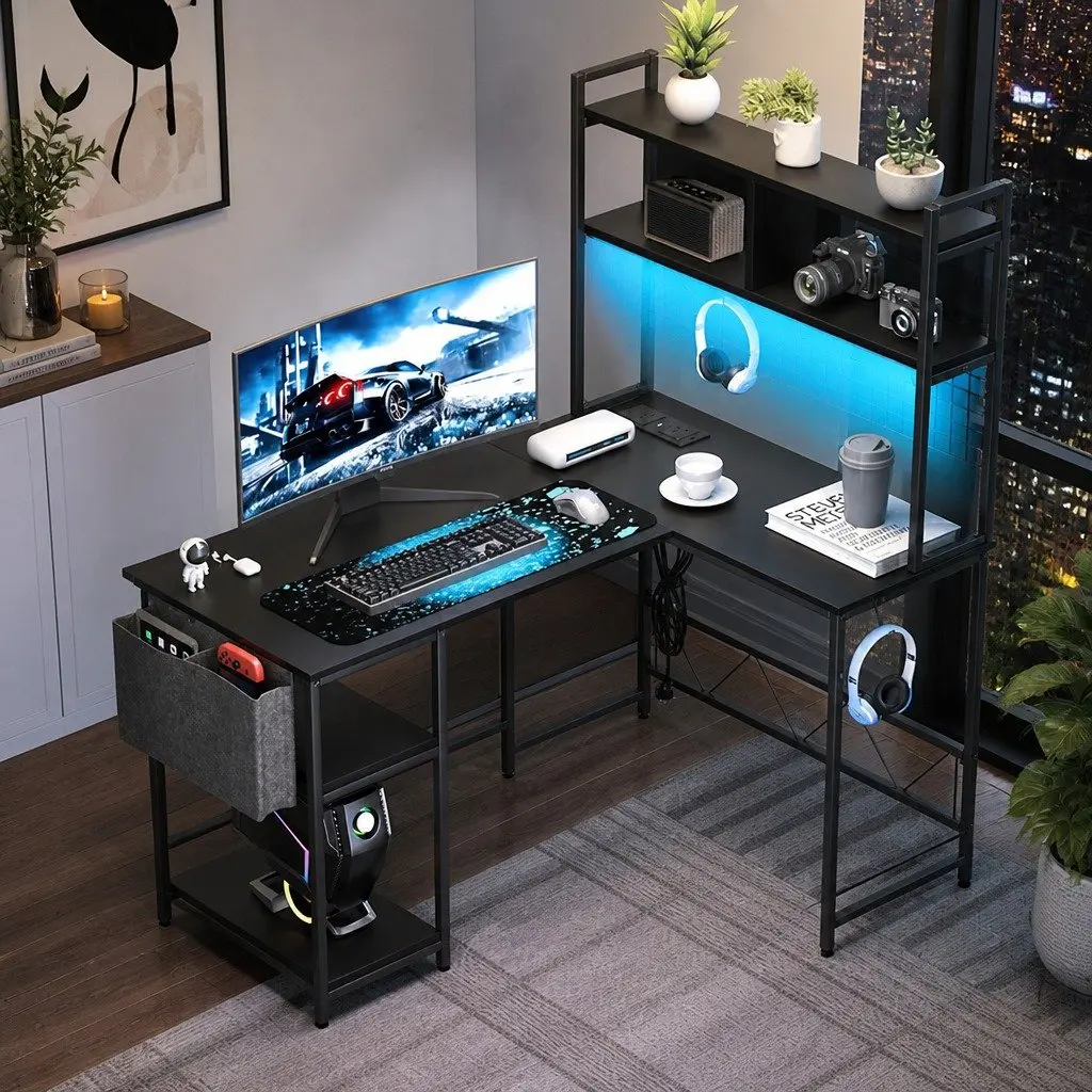 L Shaped Gaming Desk with Integrated Lighting