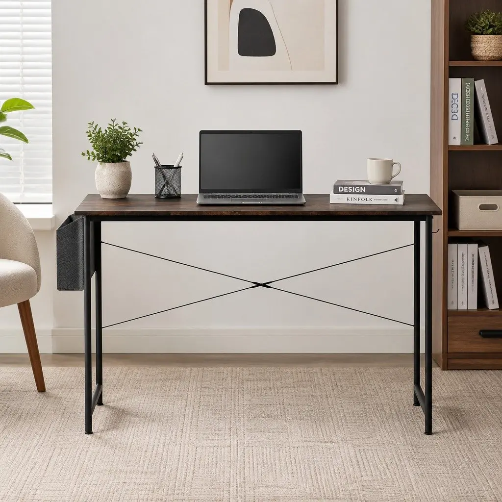 Computer Desk Industrial Style 100cm MDF Steel Home Office Workstation
