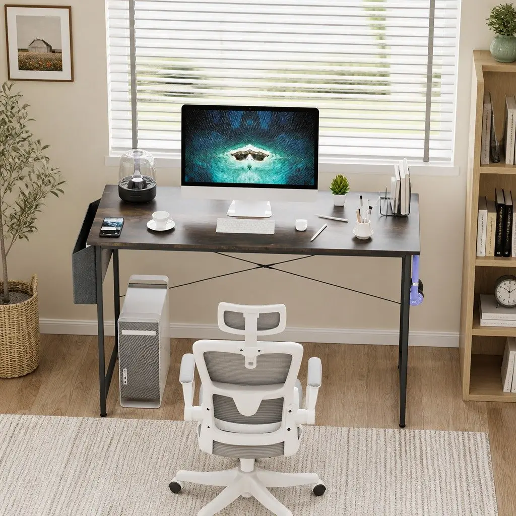 Computer Desk Industrial Style 100cm MDF Steel Home Office Workstation