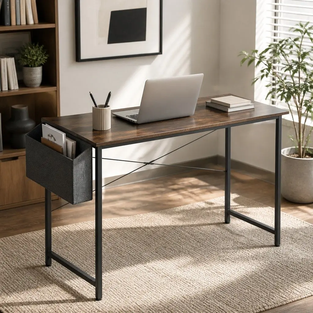 Computer Desk Study Table Storage 80cm Metal Frame MDF Desktop Home Office