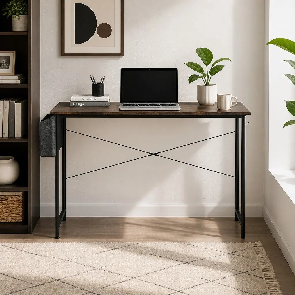 Computer Desk Industrial Style 80cm MDF Metal Frame Home Office