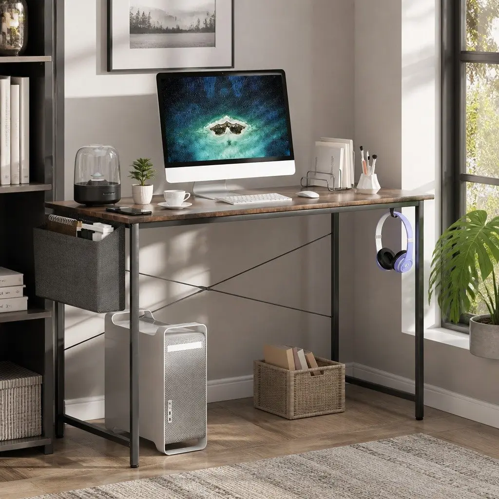 Computer Desk Industrial Style 80cm MDF Metal Frame Home Office
