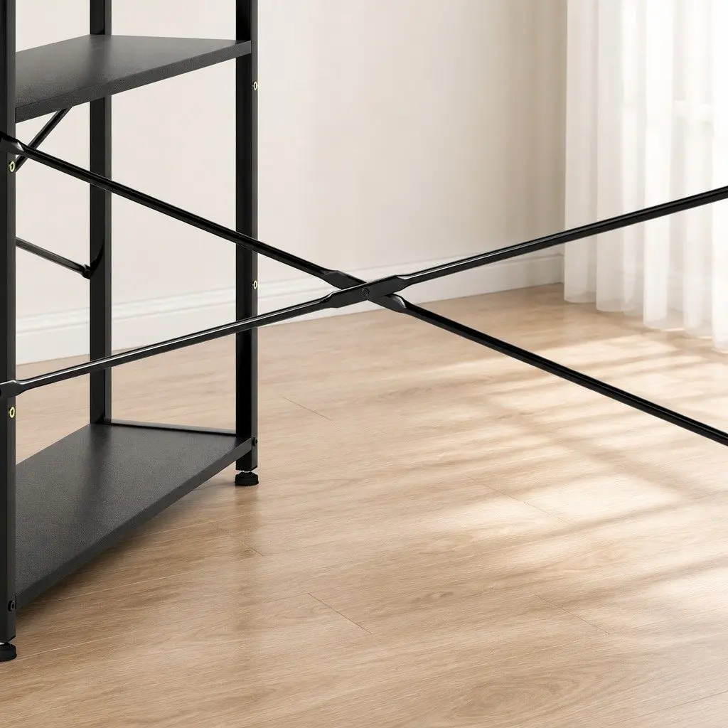 L-Shaped Black Gaming Desk for Home Office & Study