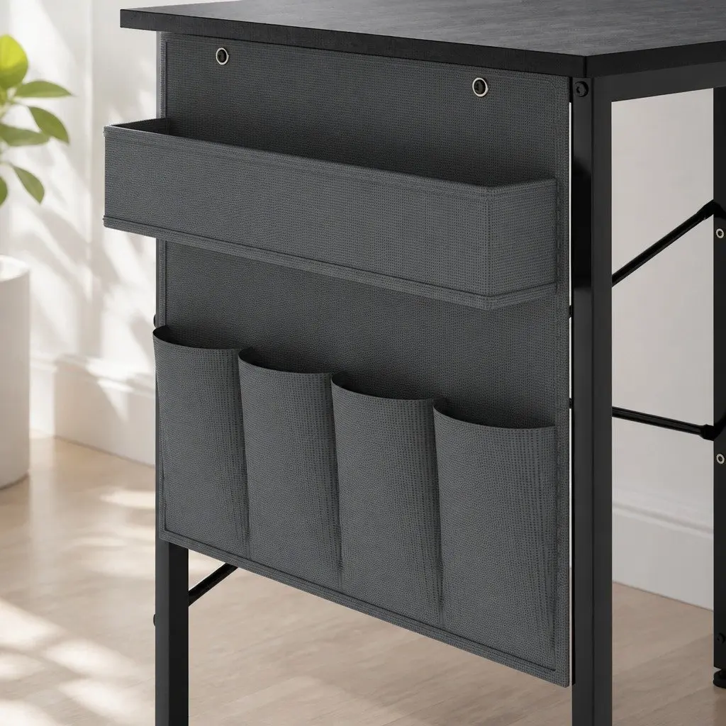 L-Shaped Black Gaming Desk for Home Office & Study