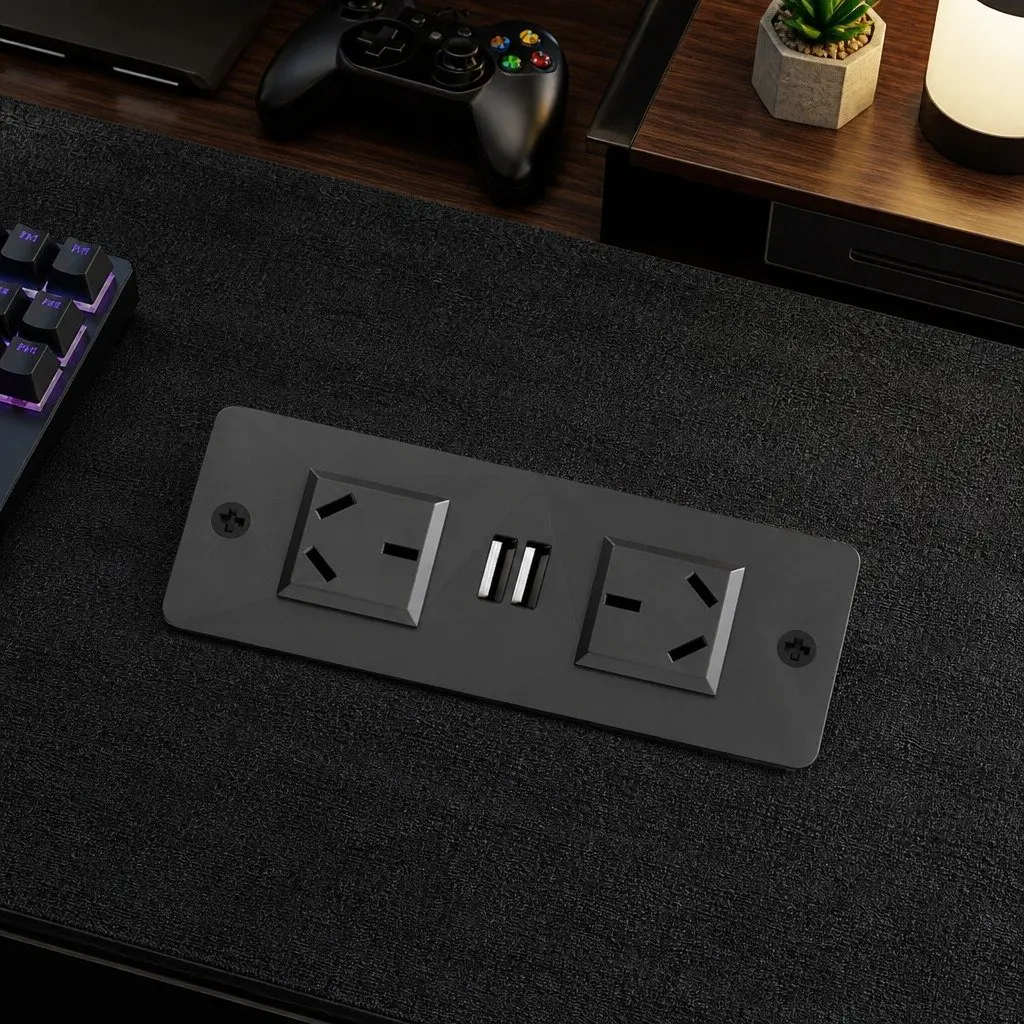 Gaming Desk with Monitor Shelf and LED Light